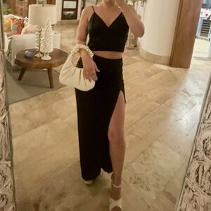 Just Be Queen Black Satin set